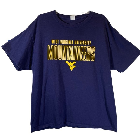 WEST VIRGINIA UNIVERSITY MOUNTAINEERS sz XL spell out graphic crew neck t-shirt - Picture 1 of 5